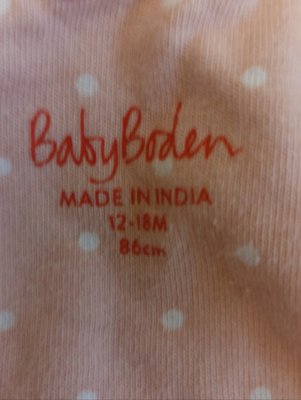 Baby Boden Girls Pink Dot Apple & Pear Applique Long-Sleeve Dress